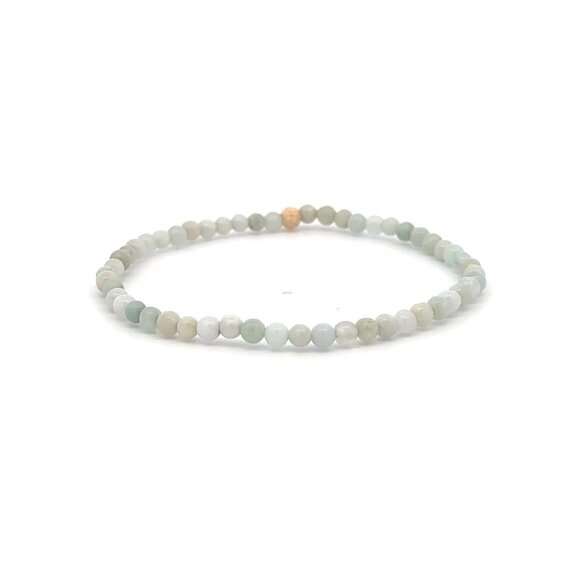 Burmese Jade Mini Beaded Stretch Bracelet with 14K Gold Stardust Accent Bead Han - Picture 4 of 7